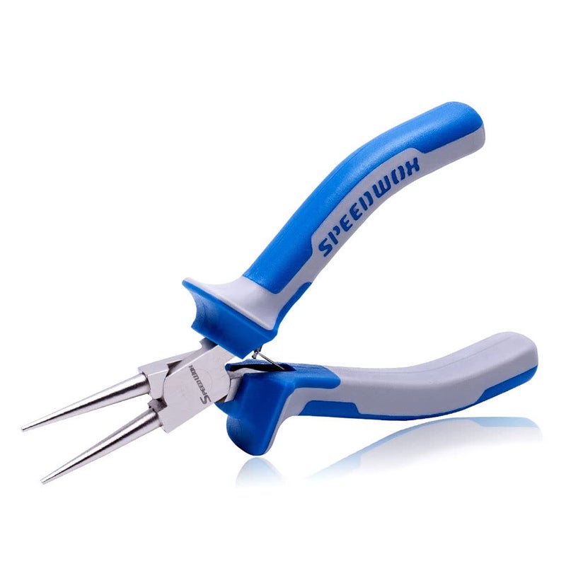 SPEEDWOX 5 Inch Round Nose Pliers - Mini Ultra Tapered Jaw Precision Nippers with Spring - Ideal for Small Jewelry Making & Crafting - Image 1